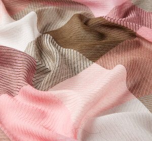 Pink Brown Block Cube Wool Scarf - Thumbnail