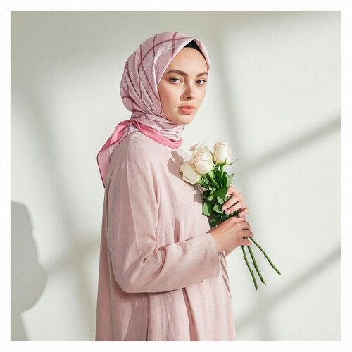 Pink Castle Plaid Silk Twill Scarf