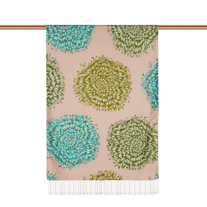 ipekevi - Pink Dahlia Print Silk Shawl (1)