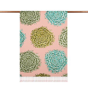 ipekevi - Pink Dahlia Print Silk Shawl (1)