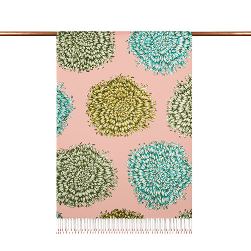 Pink Dahlia Print Silk Shawl
