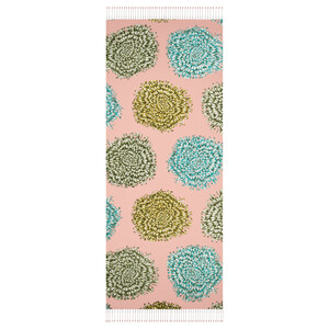 Pink Dahlia Print Silk Shawl - Thumbnail