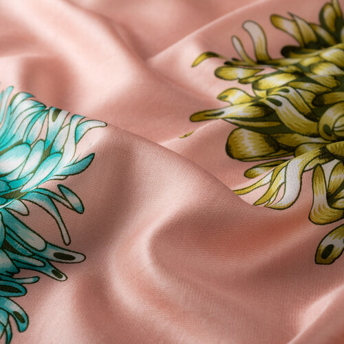Pink Dahlia Print Silk Shawl