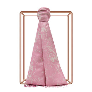 Pink Marble Print Silk Scarf - Thumbnail