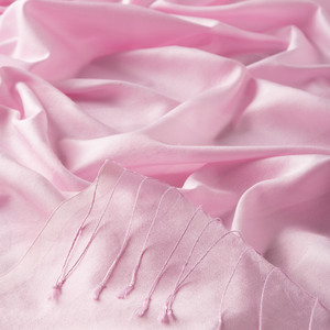 Pink Mono Striped Silk Scarf - Thumbnail