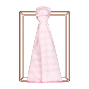 Pink Mono Striped Silk Scarf - Thumbnail