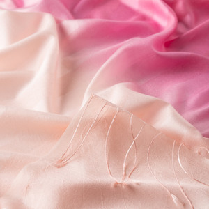 Pink Peach Mono Striped Gradient Silk Scarf - Thumbnail