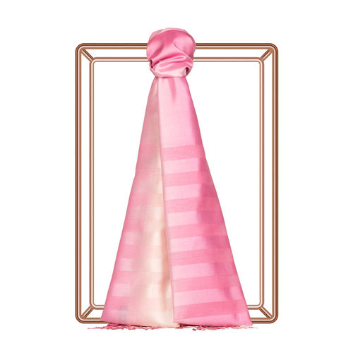 Pink Peach Mono Striped Gradient Silk Scarf