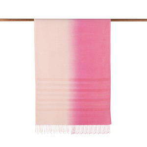 Pink Peach Mono Striped Gradient Silk Scarf - Thumbnail