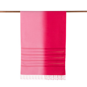 ipekevi - Pink Pomegranate Mono Striped Gradient Silk Scarf (1)