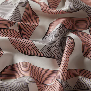Pink Ribbon Print Silk Twill Scarf - Thumbnail