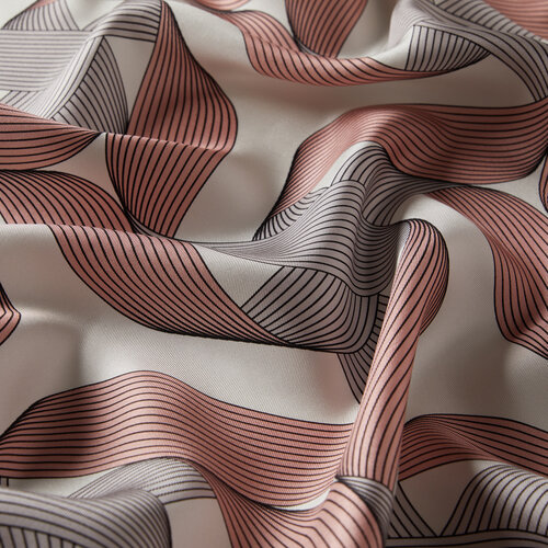 Pink Ribbon Print Silk Twill Scarf