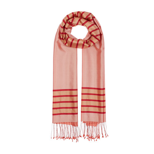 Pink Striped Silk Shawl