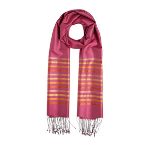 ipekevi - Pink Thin Striped Silk Scarf (1)