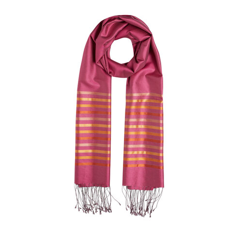 Pink Thin Striped Silk Scarf