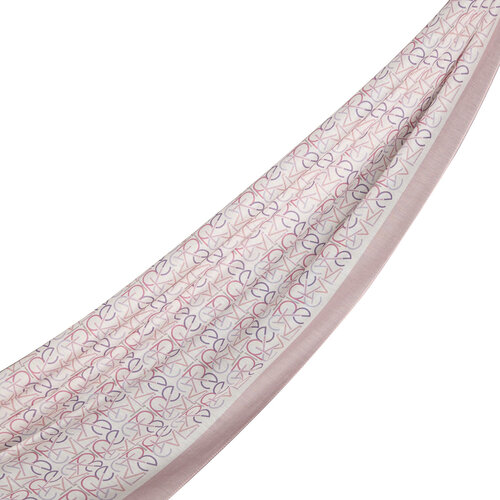 Pink Typo Monogram Cotton Silk Scarf