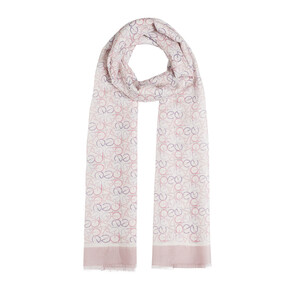 Pink Typo Monogram Cotton Silk Scarf - Thumbnail