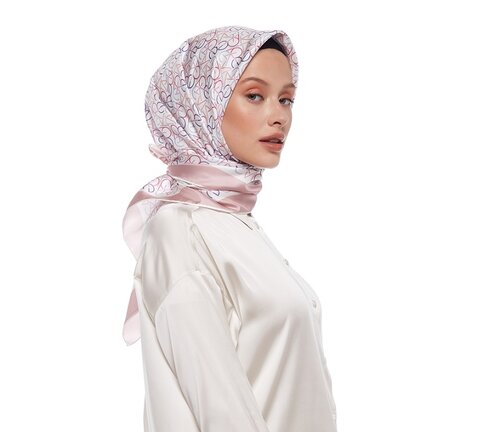 Pink Typo Monogram Silk Twill Scarf