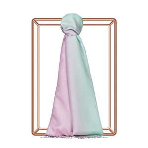 Pink Water Green Gradient Silk Scarf - Thumbnail