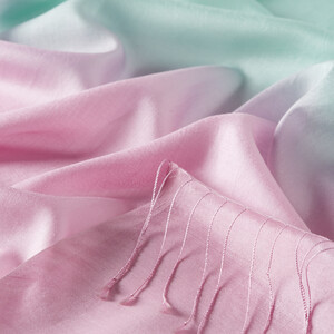 Pink Water Green Gradient Silk Scarf - Thumbnail