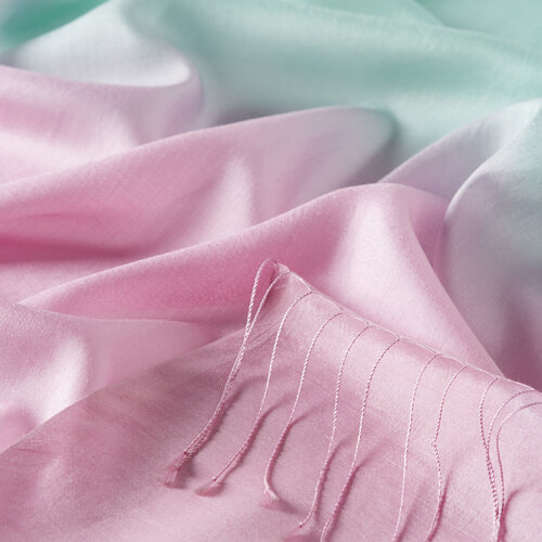 Pink Water Green Gradient Silk Scarf