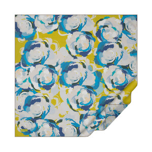 Pistachio Green Blue Soulful Blooms Cotton Scarf - Thumbnail