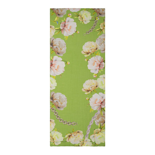 Pistachio Green Chain Peony Patterned Tencel Scarf