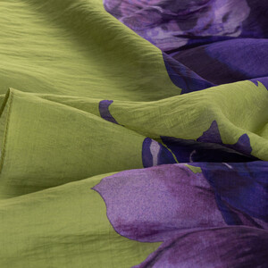 Pistachio Green Florescence Print Tencel Scarf - Thumbnail