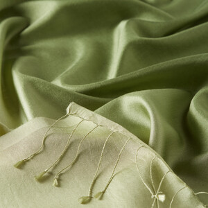 Pistachio Green Gradient Silk Scarf - Thumbnail