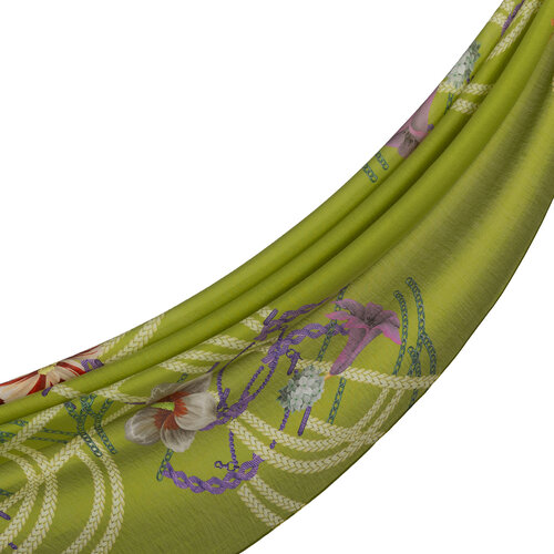 Pistachio Green Mystic Garden Print Tencel Scarf