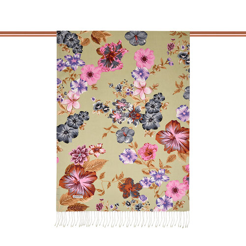 Pistachio Green Petunia Print Silk Scarf