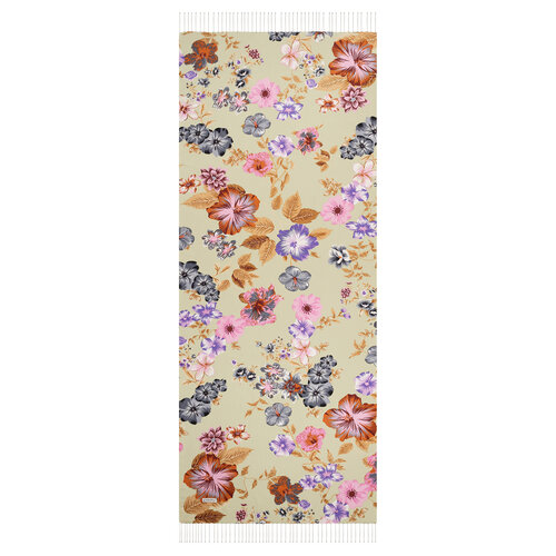 Pistachio Green Petunia Print Silk Scarf