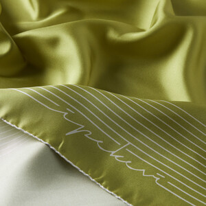 Pistachio Green Prive Twill Silk Scarf - Thumbnail