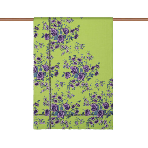 Pistachio Green Purple Spring Frame Print Tencel Scarf