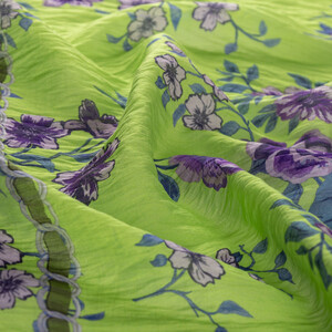 Pistachio Green Purple Spring Frame Print Tencel Scarf - Thumbnail