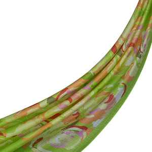 Pistachio Green Soulful Blooms Tencel Print Scarf - Thumbnail