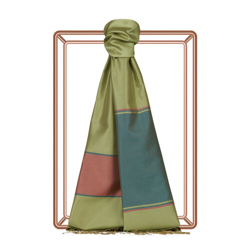 Pistachio Green Striped Silk Scarf