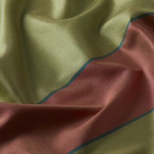 Pistachio Green Striped Silk Scarf - Thumbnail