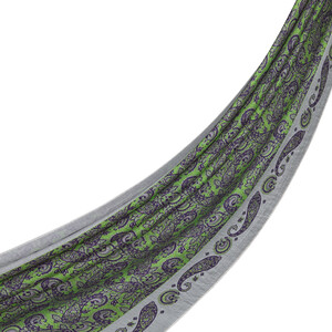 Pistachio Green White Mezopotamya Model 02 Print Tencel Scarf - Thumbnail