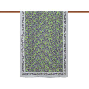 ipekevi - Pistachio Green White Mezopotamya Model 02 Print Tencel Scarf (1)