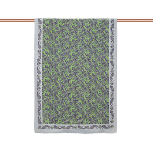 Pistachio Green White Mezopotamya Model 02 Print Tencel Scarf