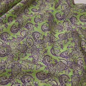 Pistachio Green White Mezopotamya Model 02 Print Tencel Scarf - Thumbnail