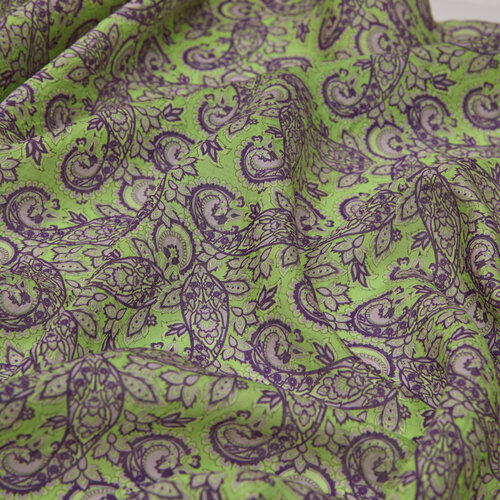 Pistachio Green White Mezopotamya Model 02 Print Tencel Scarf