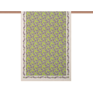 Pistachio Green White Mezopotamya Model 02 Print Tencel Scarf - Thumbnail