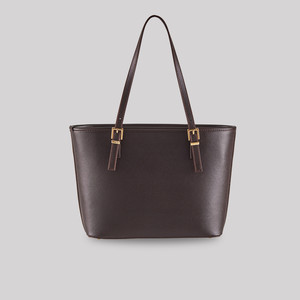 Plain Brown Buckle Detailed Tote Bag - Thumbnail