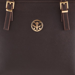 Plain Brown Buckle Detailed Tote Bag - Thumbnail