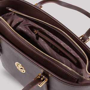 Plain Brown Buckle Detailed Tote Bag - Thumbnail