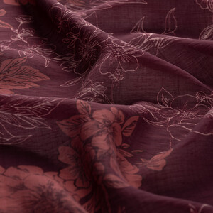 Plum Azalea Print Tencel Scarf - Thumbnail