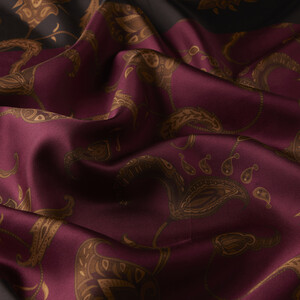 Plum Brown Mumbai Twill Silk Scarf - Thumbnail