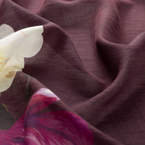 Plum Chain Peony Patterned Tencel Scarf